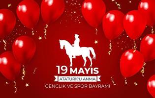 19th may commemoration of Ataturk, youth and sports day vector