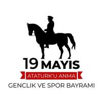 19 de mayo conmemoración del ataturk, día de la juventud y el deporte vector