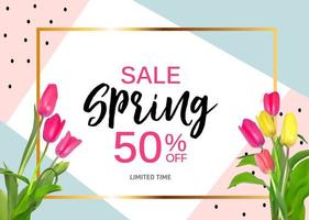 Abstract Design Spring Sale Banner Template. Vector Illustration