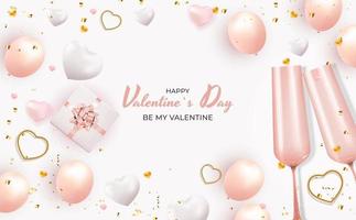 Valentine s Day Holiday Gift Card Background Realistic Design. Template for advertising, web, social media and fashion ads. Poster, flyer, greeting card, header for website Vector Illustration EPS10