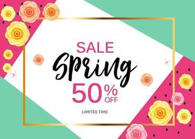 Abstract Design Spring Sale Banner Template. Vector Illustration