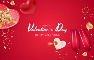 Valentine s Day Holiday Gift Card Background Realistic Design. Template for advertising, web, social media and fashion ads. Poster, flyer, greeting card, header for website Vector Illustration EPS10