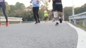 Blurred video Group of people running.