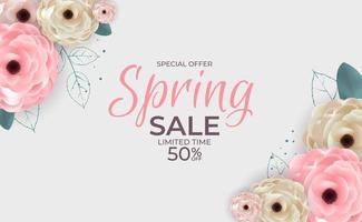 Spring Sale Background Poster Template. Vector Illustration