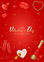 Valentine's Day Holiday Gift Card Background Realistic Design. Template for advertising, web, social media and fashion ads. Poster, flyer, greeting card, header for website Vector Illustration EPS10