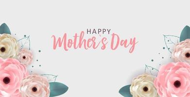 Fondo de feliz día de las madres con flores. ilustración vectorial
