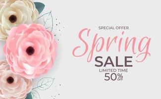 Spring Sale Background Poster Template. Vector Illustration