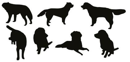 conjunto, de, perros, silueta, aislado vector