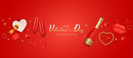 Valentine's Day Holiday Gift Card Background Realistic Design. Template for advertising, web, social media and fashion ads. Poster, flyer, greeting card, header for website Vector Illustration EPS10