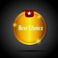 Vector best choice label with red ribbon.