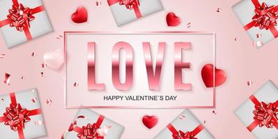 Valentine s Day banner Background Design. Template for advertising, web, social media and fashion ads. Horizontal poster, flyer, greeting card, header for website Vector Illustration eps10