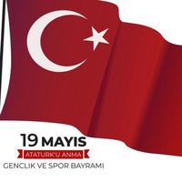 19th may commemoration of Ataturk, youth and sports day vector