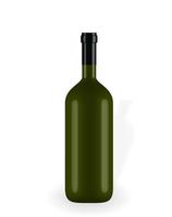 Colorful naturalistic closed 3D wine bottle without label. Vector Illustration
