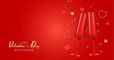 Valentine s Day Holiday Gift Card Background Realistic Design. Template for advertising, web, social media and fashion ads. Poster, flyer, greeting card, header for website Vector Illustration