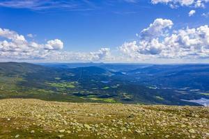 Mountain landscape panorama at sunny day in Vang Norway photo