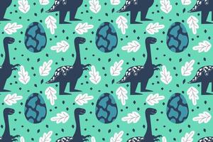 Seamless pattern with dinosaurs and an egg. Tyrannosaurus smile. Vector illustration in a flat style. A colorful pattern for children