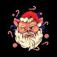 piggy santa claus illustration vector