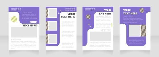 Advertising agency purple and white blank brochure layout design vector