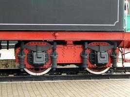 Railway locomotive, wagons in the train photo