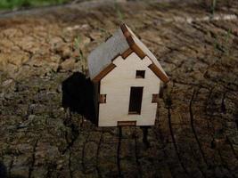 casa de madera en el tocón de un árbol foto