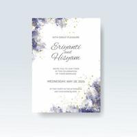 Watercolor wedding invitation card. Beautiful wedding card watercolor with splash. vector