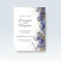 Watercolor wedding invitation card. Beautiful wedding card watercolor with splash. vector