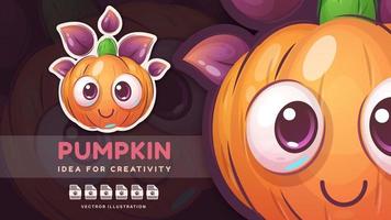 Cartoon character halloween adorable pumpkin vector