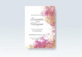 Watercolor wedding invitation card. Beautiful wedding card watercolor with splash. vector