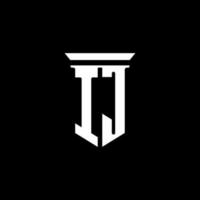 IJ monogram logo with emblem style isolated on black background vector