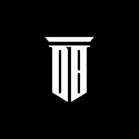 DB monogram logo with emblem style isolated on black background vector