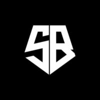 SB logo monogram with pentagon shape style design template vector