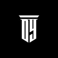 Logotipo de monograma dy con estilo emblema aislado sobre fondo negro vector