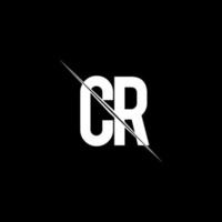 CR logo monogram with slash style design template vector