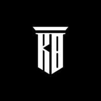 Logotipo de monograma kb con estilo emblema aislado sobre fondo negro vector