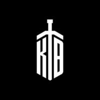 KB logo monogram with sword element ribbon design template vector