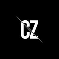 CZ logo monogram with slash style design template vector