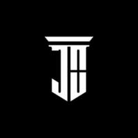 logotipo de jo monograma con estilo emblema aislado sobre fondo negro vector