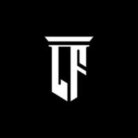 Logotipo del monograma lf con estilo emblema aislado sobre fondo negro vector