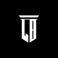 Logotipo de monograma lb con estilo emblema aislado sobre fondo negro vector