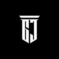 GJ monogram logo with emblem style isolated on black background vector