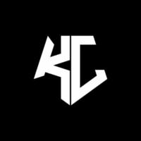 KJ logo monogram with pentagon shape style design template vector