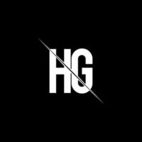 HG logo monogram with slash style design template vector