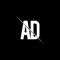 AD logo monogram with slash style design template vector
