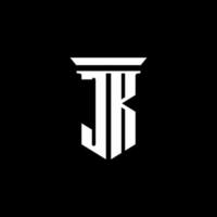 JK monogram logo with emblem style isolated on black background vector