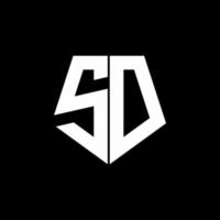 sd so logo monograma con plantilla de diseño de estilo de forma de pentágono vector