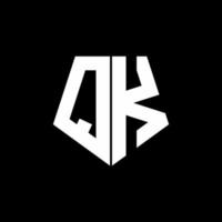 QK logo monogram with pentagon shape style design template vector