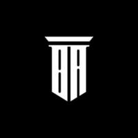 logotipo de monograma ba con estilo emblema aislado sobre fondo negro vector
