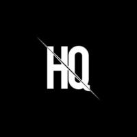 HQ logo monogram with slash style design template vector