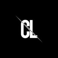 CL logo monogram with slash style design template vector