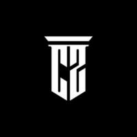 CZ monogram logo with emblem style isolated on black background vector